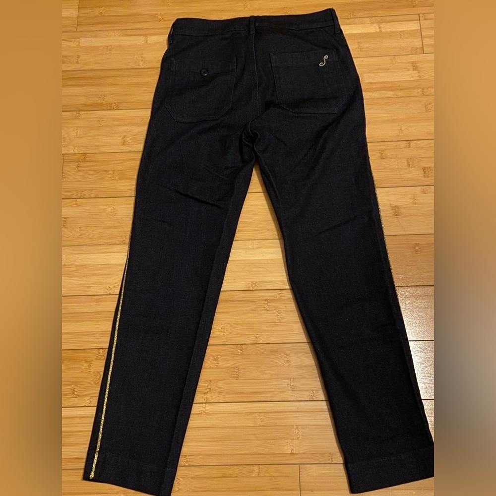 Seafarer Anthropologie Dark Denim Jeans Gold Side Stripe Size 27 Made in Italy - Picture 9 of 9